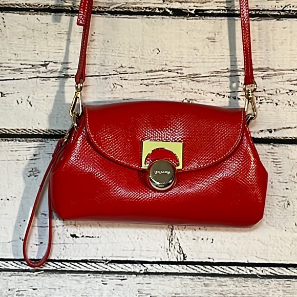 cromia Handbags - Cromia red pebble patent leather cross body, wristlet handbag EUC